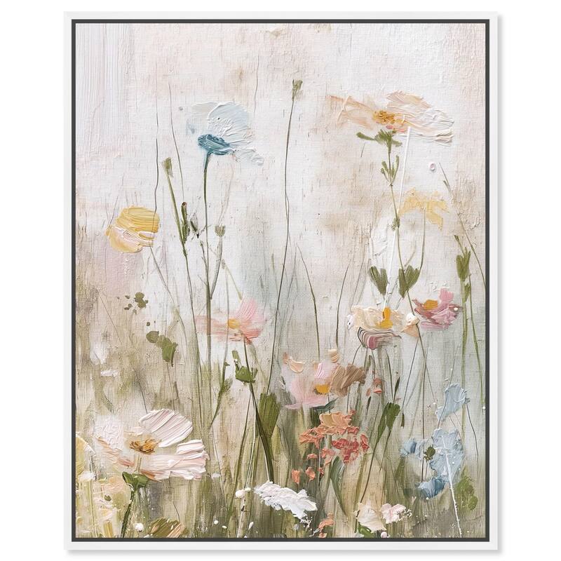 Floral Luster Canvas by Art Remedy - 20" x 24" - White