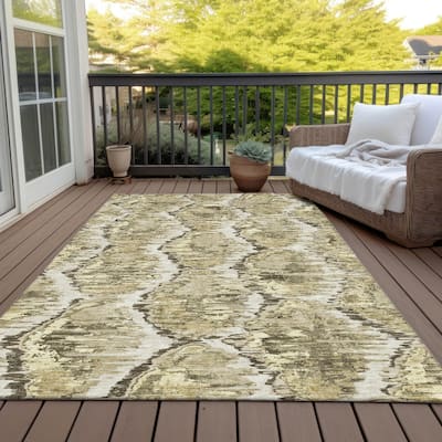 Machine Washable Indoor/ Outdoor Chantille Contemporary Abstract Rug