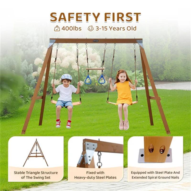 A-Frame Wooden Swing Set - N/A