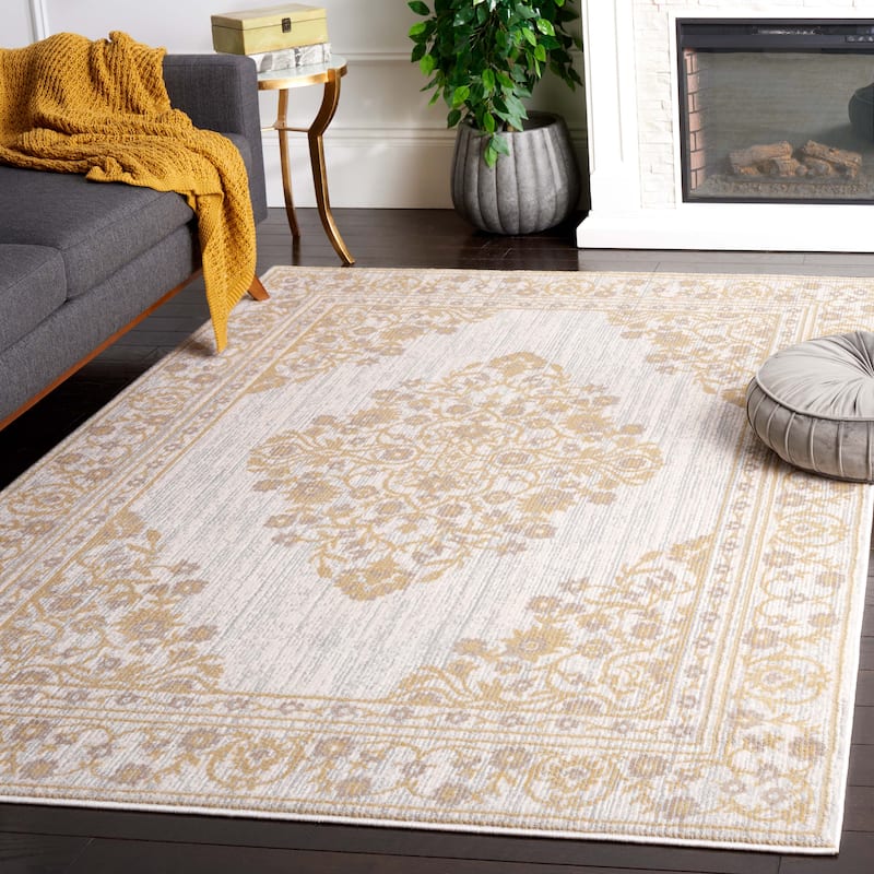 Martha Stewart by SAFAVIEH Henrieke Modern Rug - 5'3" x 7'7" - Ivory/Gold