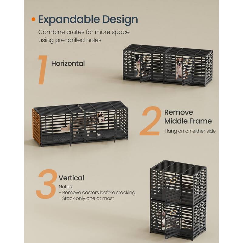 Spacious Dog Cage, Large Breed Metal Pet Crate with Safe Lock