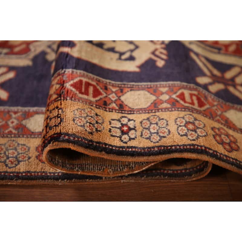 Navy Meshkin Persian Vintage Runner Rug Hand-knotted Wool Carpet - 4'3"x 10'0"