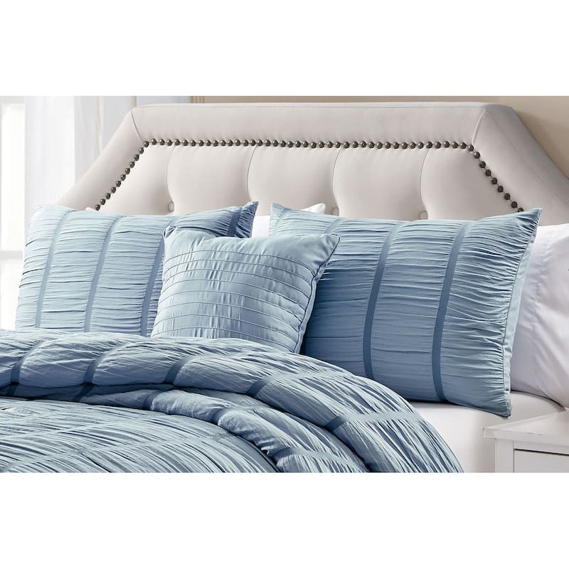 Electra 4pc Seersucker Comforter Set Blue