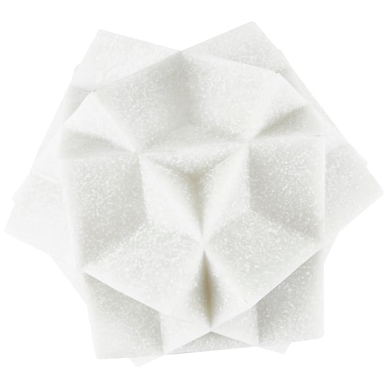 Polystone Geometric Dimensional Ball Sculpture with Speckled Texturing - White - Roche River Decor - 7"W x 7"L x 7"H