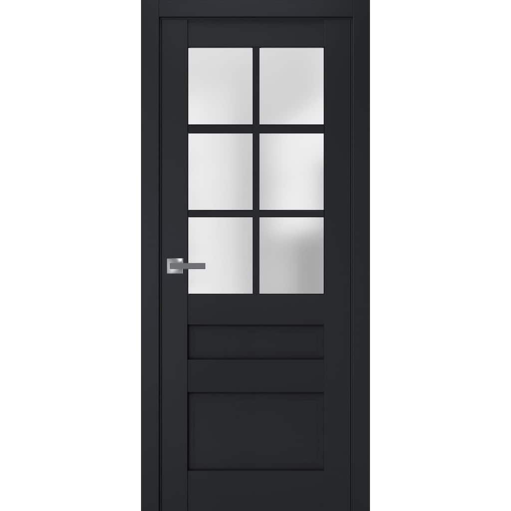 SartoDoors Veregio 7339 | Interior French Doors French Door | Solid Wood w/ Glass | Slab Only | 18x80, Antracite