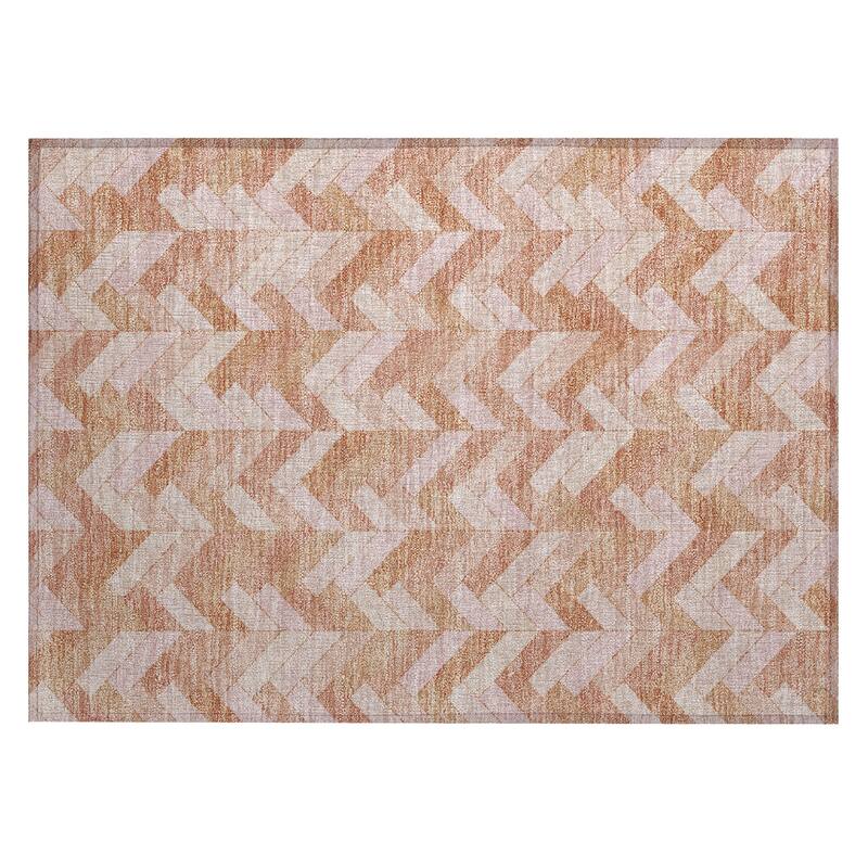 Machine Washable Indoor/ Outdoor Modern Chevron Chantille Rug