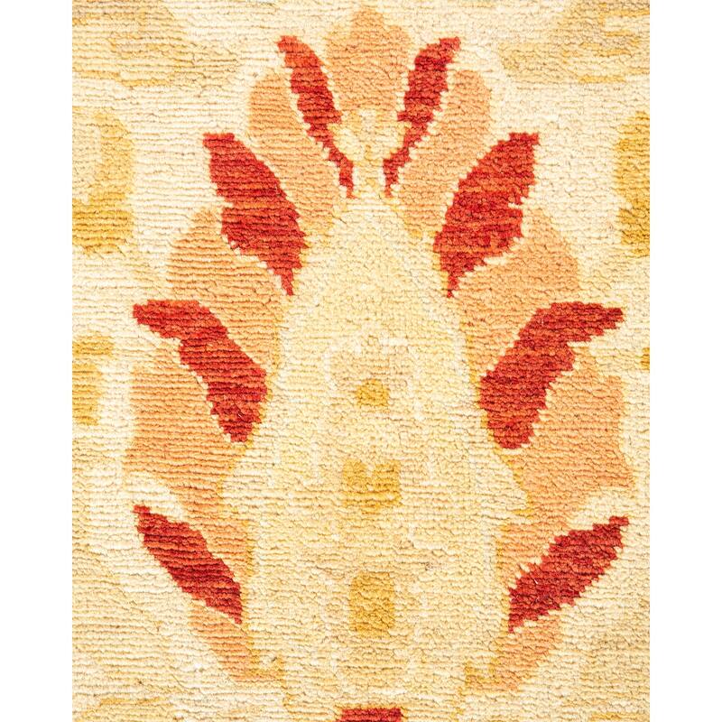 Overton Handknotted Wool Contemporary Oriental Ivory Area Rug - 6' x 9'