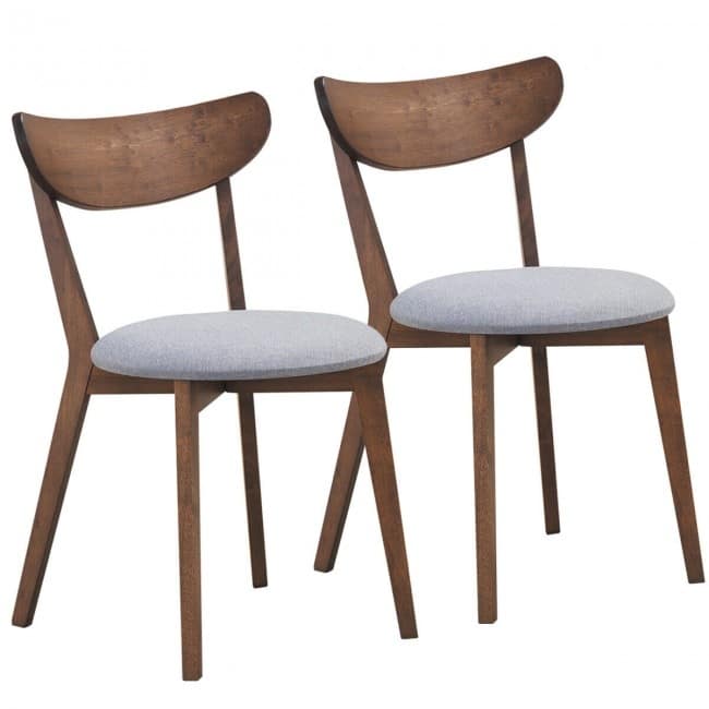 Set of 2 Dining Chair Upholstered Curved Back Side - 18" x 23" x 32" (L x W x H)
