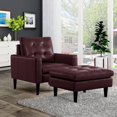 Air Leather and PVC Sofa and Ottoman for Living Room