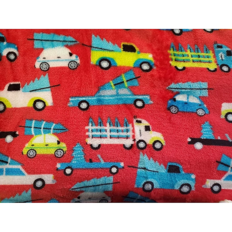 Décor&More Holiday Kids Collection Festive and Cuddly Holiday Microplush Throw Blanket (50" x 60") -Red Cars