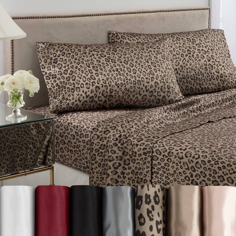 Martex Elegance Satin Silk Soft & Breathable For Hair & Skin Sheet Set - Twin - Leopard