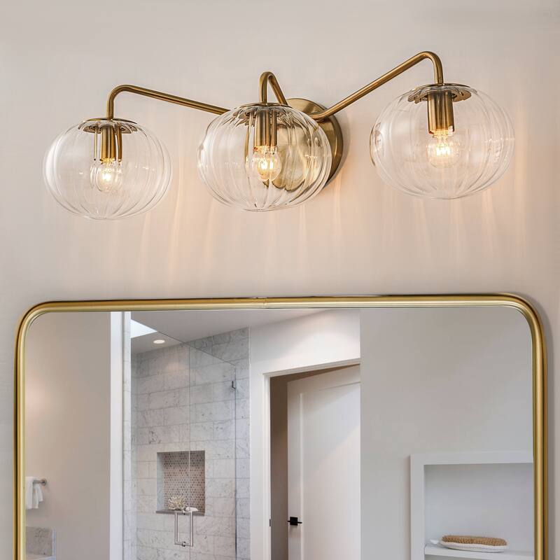 23 in. Modern Bathroom Vanity Light Glass Wall Sconce - Gold