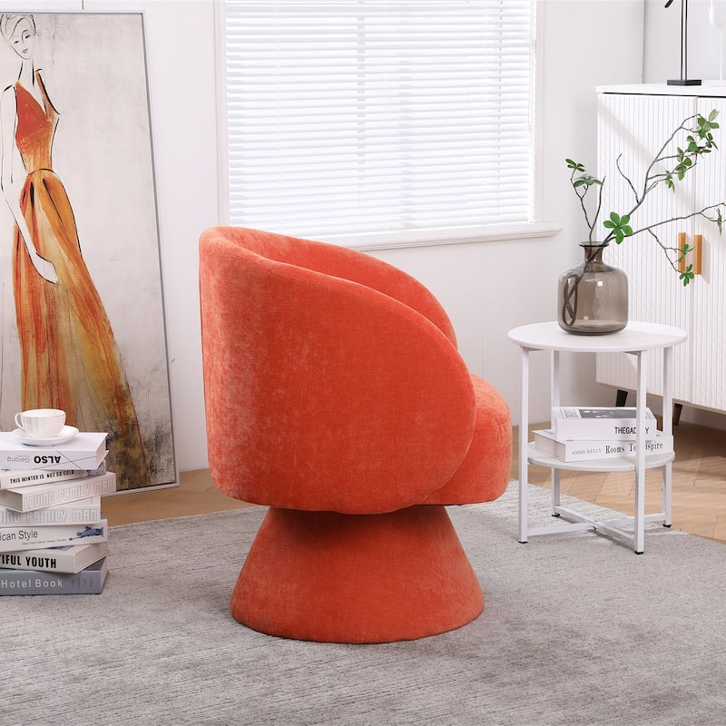 Round Fabric Swivel Accent Chair