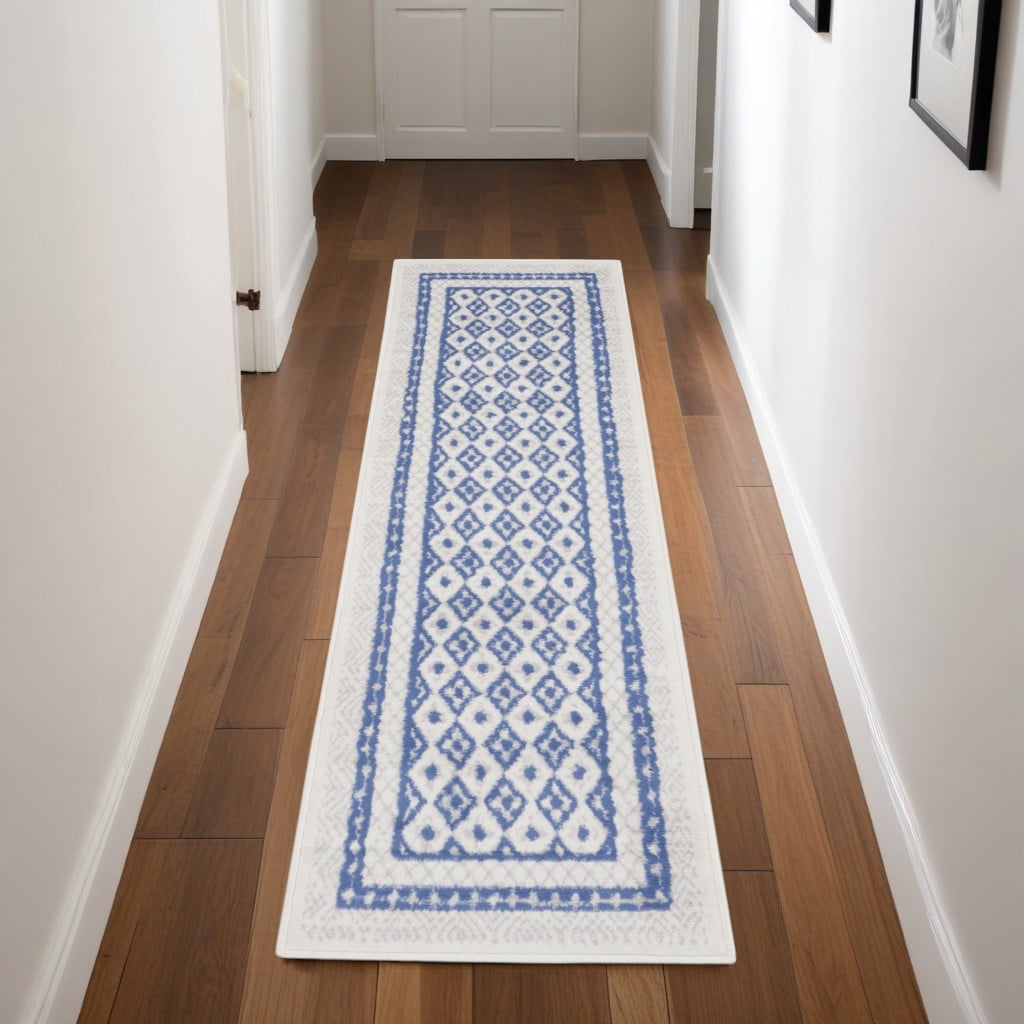 Power Loomed Distressed Geometric Abstract Modern Non Skid Stain Resistant Area Rug - 96' X '24' X '0.39