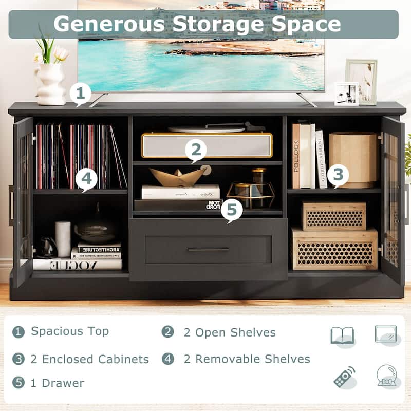 Costway Farmhouse TV Stand for TVs up to 70" Media Center with Glass - See Details
