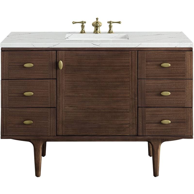James Martin Vanities 670-V48-FENC Amberly 48" Wall Mounted or Free - Mid-Century Walnut - Walnut Finish