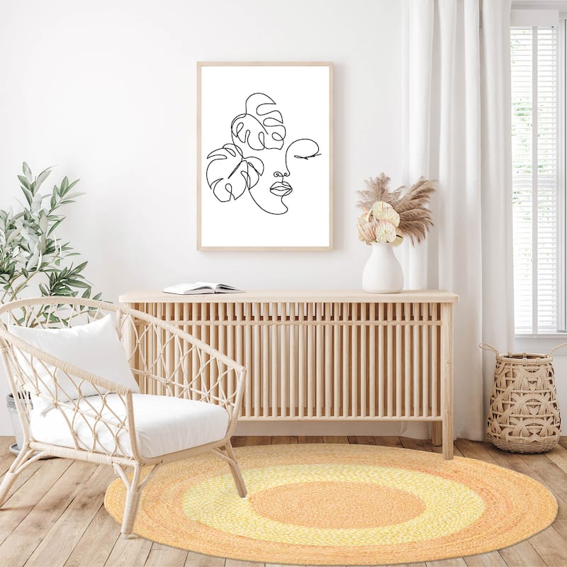 ECARPETGALLERY Braided Weave Palas Denizli Tan Jute Rug - 3'2 x 3'2