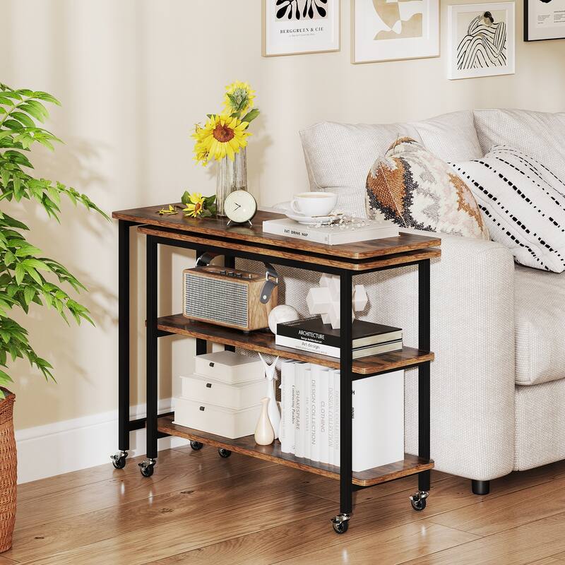 Gymax Free Rotating Sofa Side Table Mobile L-shaped Laptop Table w/ - See Details