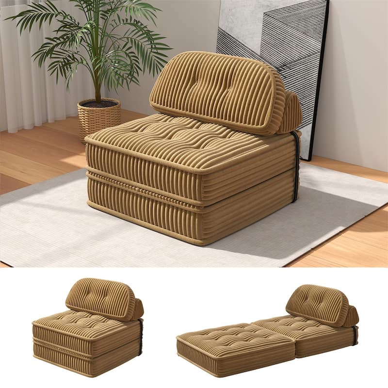 Folding Sofa Bed, Convertible Sleeper Chair with Pillow Foldable Mattress, Portable Fold Out Chair Bed Floor Sofa Lounge