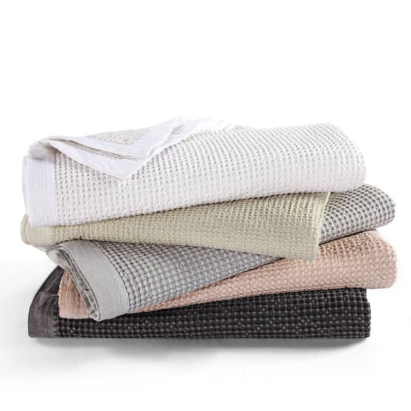 HiEnd Accents Stonewashed Cotton Waffle Weave Coverlet Set, 3PC