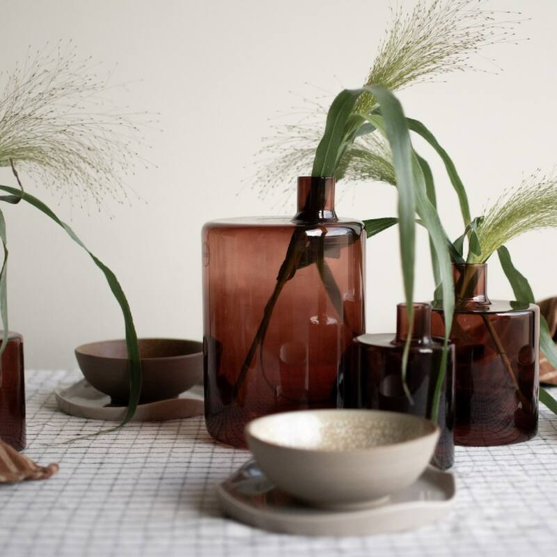 Extra Large Glass Bottle Vase with Pipe Mouth - 8.25" - Red