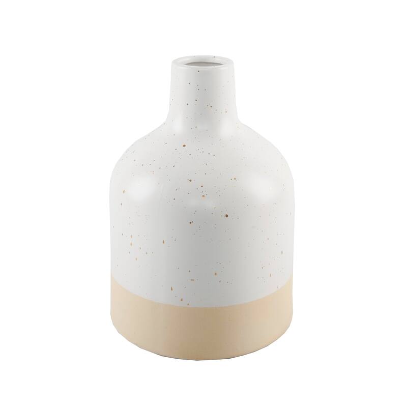 11"H Two-tone Speckle Ceramic,White - White