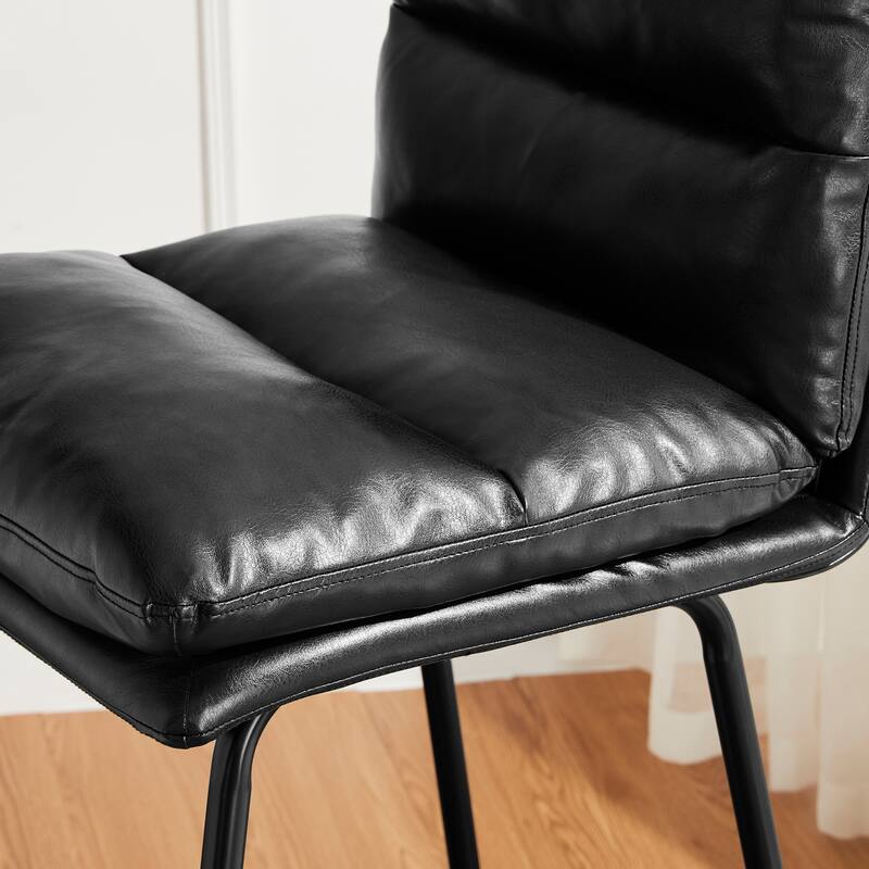 Glitzhome Set of 2 Modern Faux Leather Soft Springy Metal Legs Counter or Bar Stools