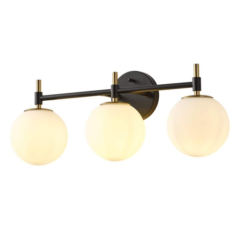 Modern 3-Light Wall Sconce with White Glass Shades for Bathroom Vanity