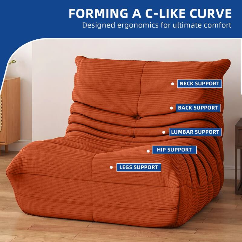 Moasis Bean Bag Chairs Single Sofa with Memory Foam,Lazy Floor Sofa for Adults & Kids