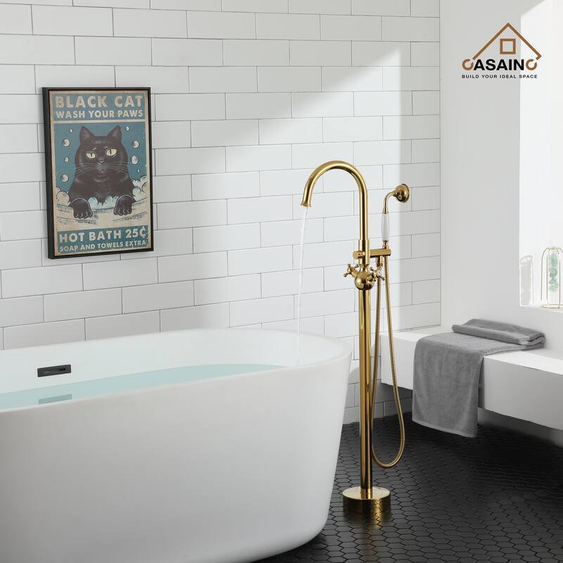 Freestanding 2-Handles Bathtub Faucet with Hand Shower