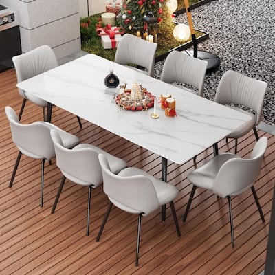 70.8-inch Outdoor Rectangular Sintered Stone Dining Table - 70.8"Wx35.4"Dx29.5"H