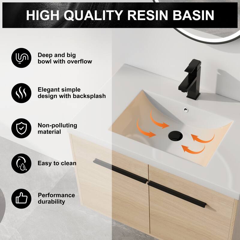 ARTCHIRLY 16/20/24/30/36 Inch Bathroom Vanity With Sink, Floating Bathroom Vanity With Soft Close Door