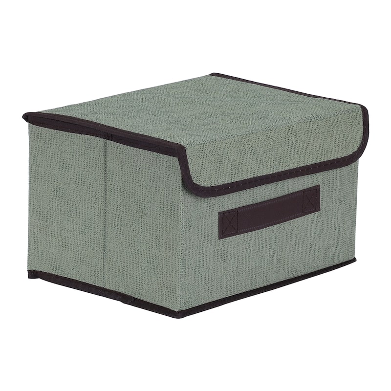 Collapsible Fabric Storage Bin Basket with Lid and Handle, Storage Cube for Shelves Closet Organizing Clothes Books
