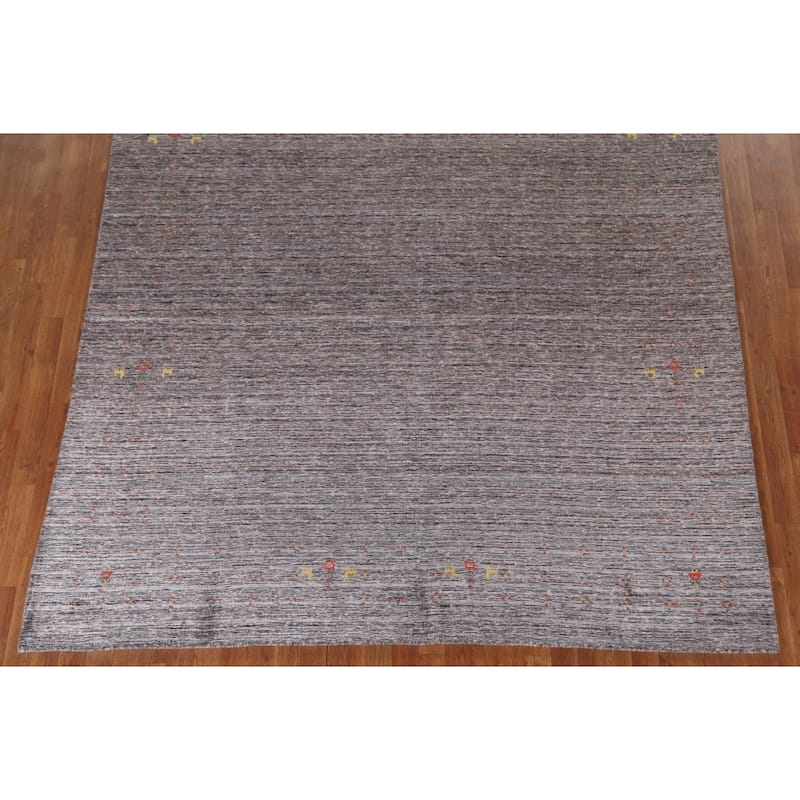 Striped Gabbeh Area Rug Handmade Tribal Wool Carpet - 7'9"x 9'9"