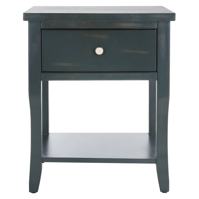 SAFAVIEH Martina Nightstand with Storage Drawer (Fully Assembled) - 18.1" x 15" x 22.2" - 18Wx15Dx22H - Dark Teal