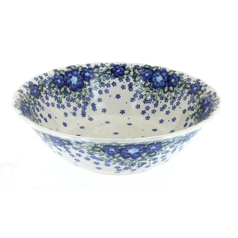 Blue Rose Polish Pottery 204 Vena Large Serving Bowl - Melanie