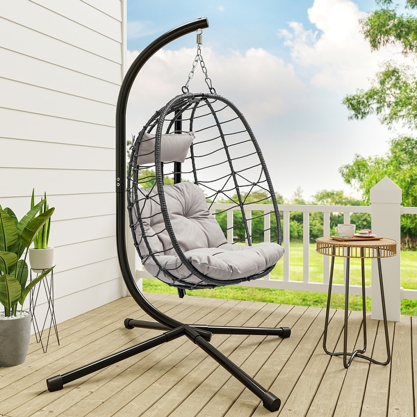 Layla Outdoor Hanging Wicker Basket Chair by Christopher Knight
