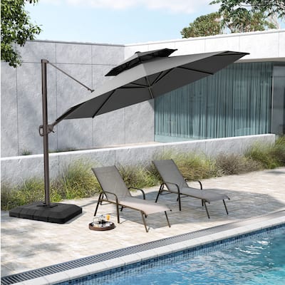 Pellebant Round Double Top Patio Cantilever Umbrella with Base
