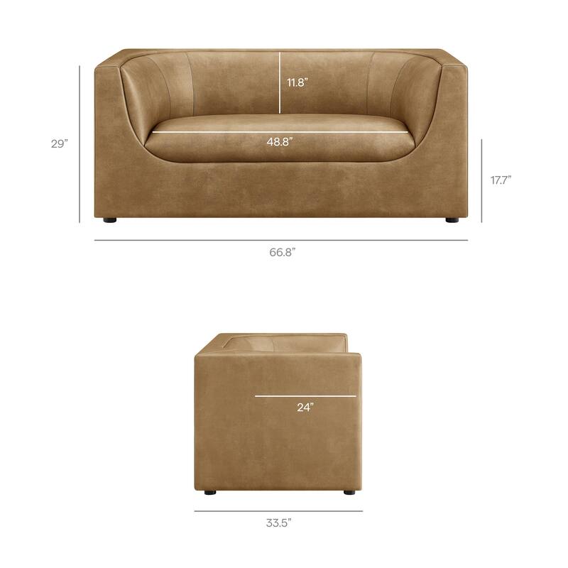 Hilda 67" Curved Back Vegan Leather Loveseat