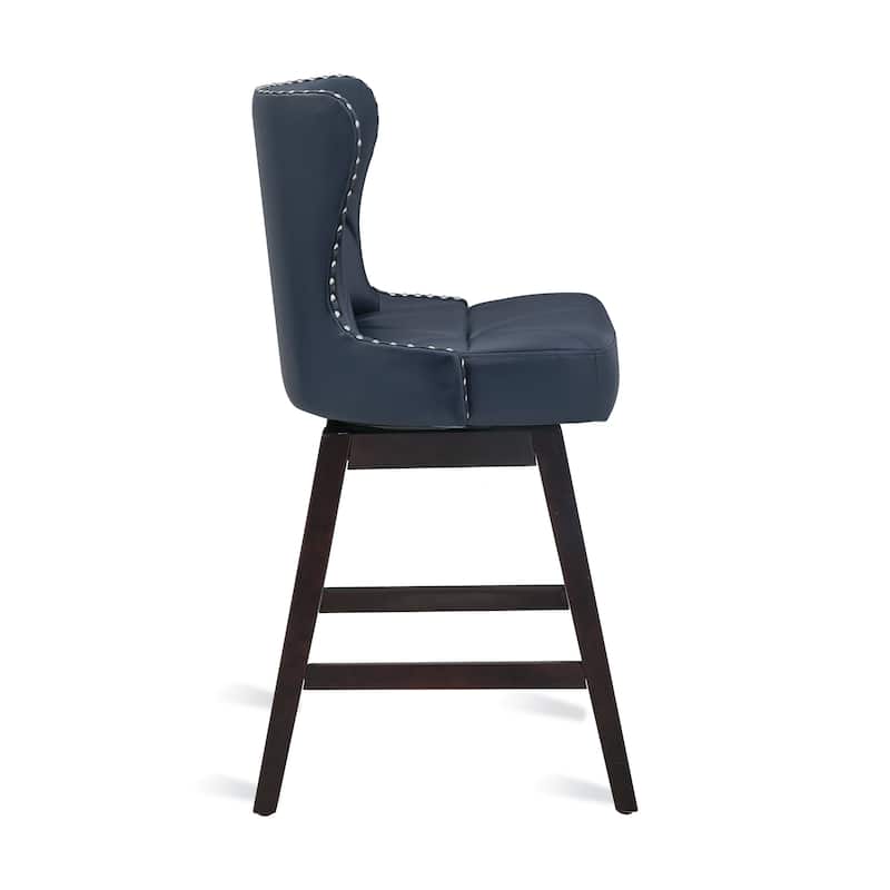 26 in. Mid-Century Modern Faux Leather/Fabric Swivel Bar Stools for Kitchen Island（Set of 3） - 20"W x 20"D x 39"H