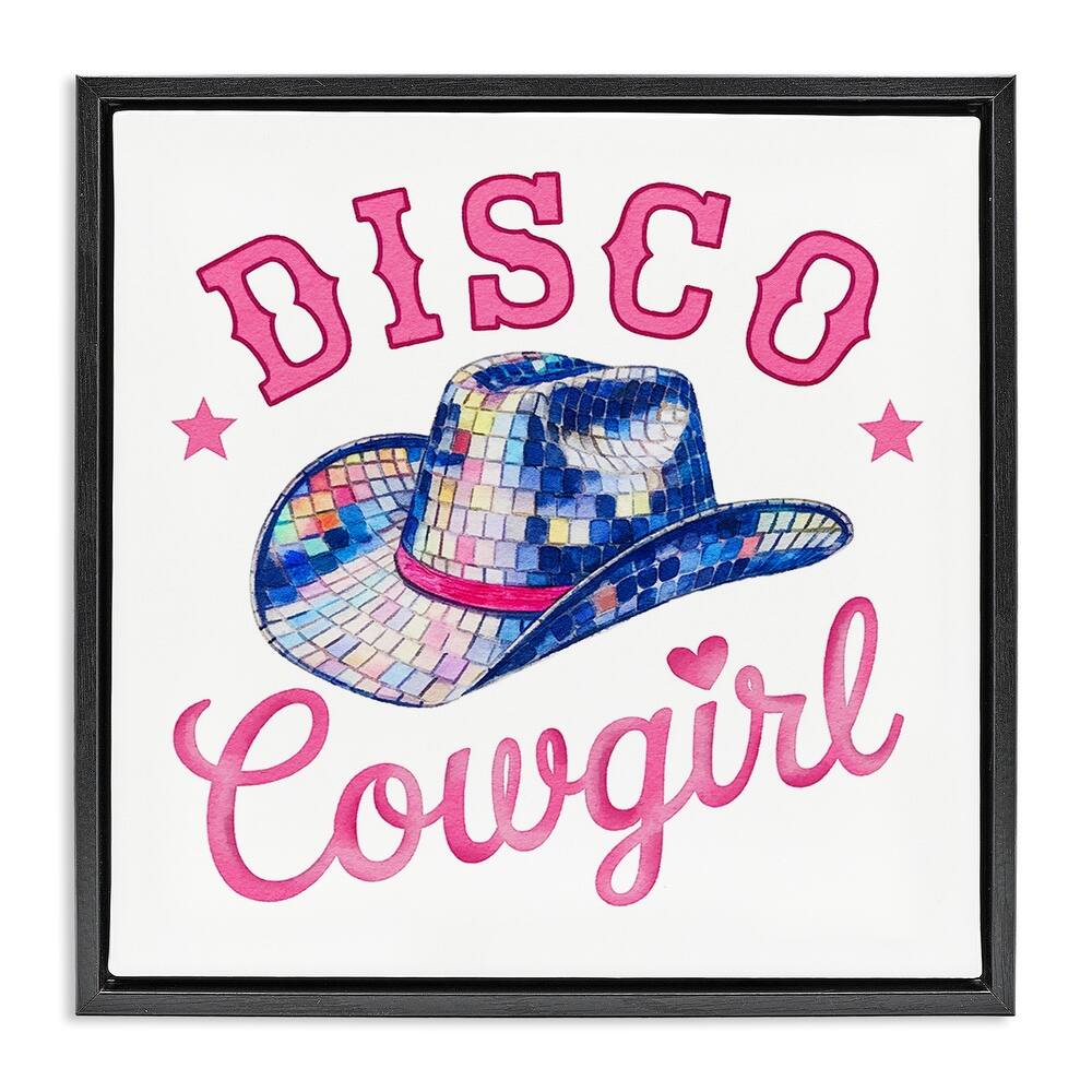 Stupell Disco Cowgirl & Hat Framed Floater Canvas Wall Art Design By Amanda Greenwood