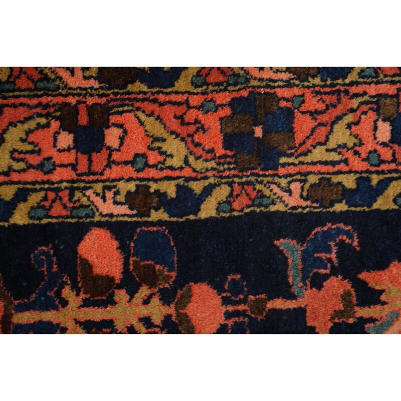 Hand Knotted Oriental 100% Wool Carpet Traditional Floral Navy Blue & Blues Lilian Area Rug - 4' 9'' X 3' 5''