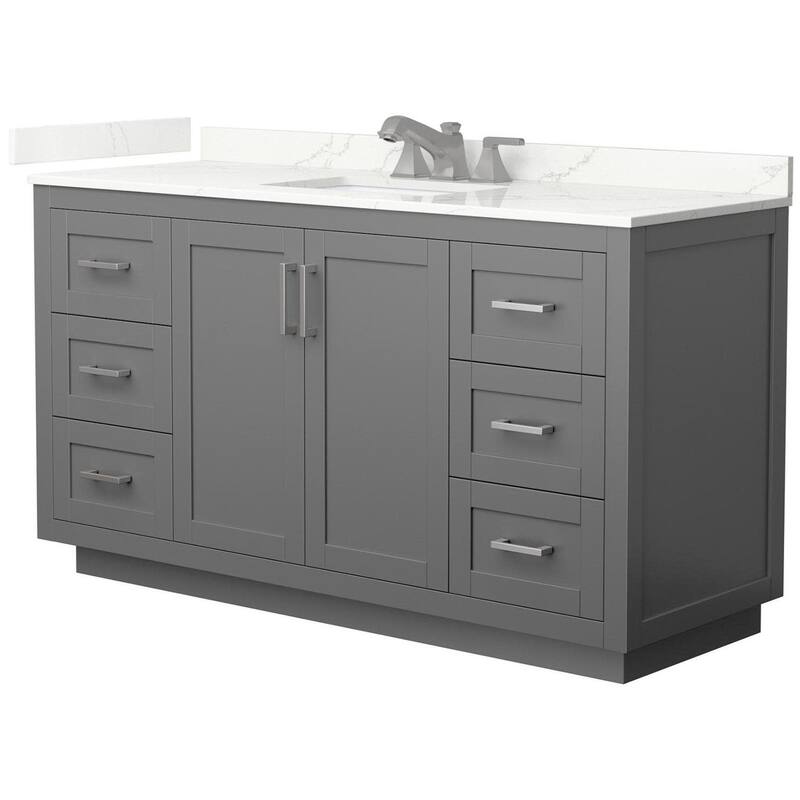 Wyndham Collection WCF292960S-QTZ-US3MXX Miranda 60" Free Standing - Dark Gray / Giotto Quartz Top / Brushed Nickel
