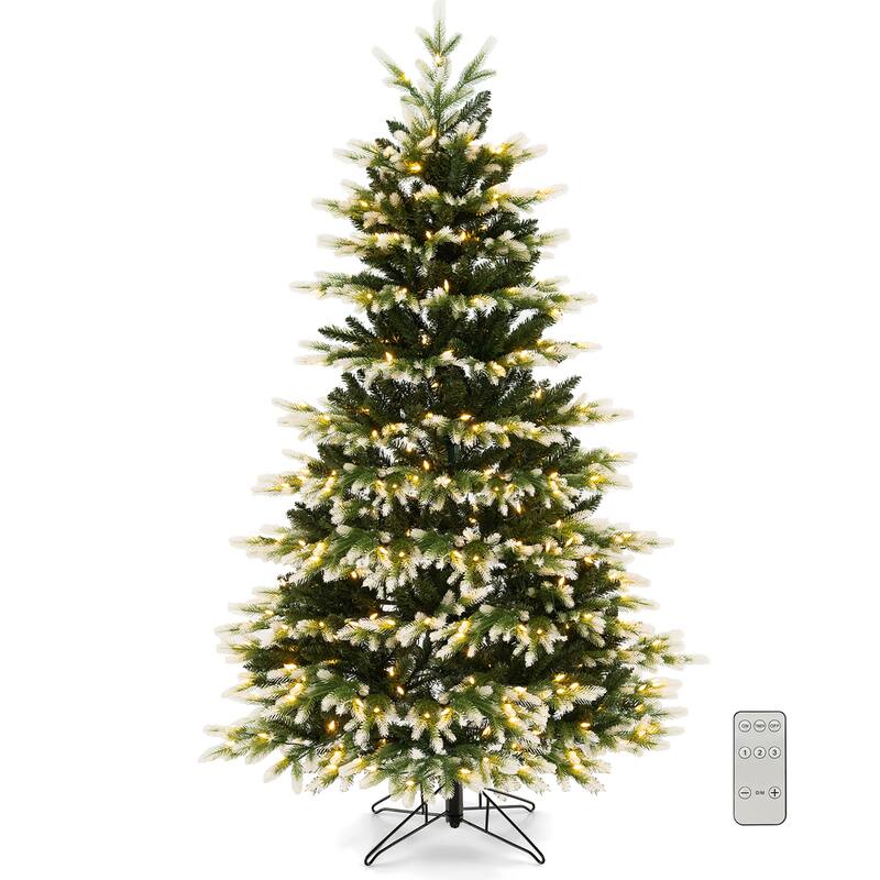Gymax 6 FT Per-Lit Artificial Christmas Tree Hinged Xmas Tree w/ Quick