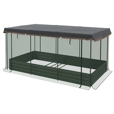 Raised Garden Bed with Crop Cage and Shade Cloth Galvanized Steel Planter for Vegetables Flowers - 90.5" W x 43.25" D x 43.25" H