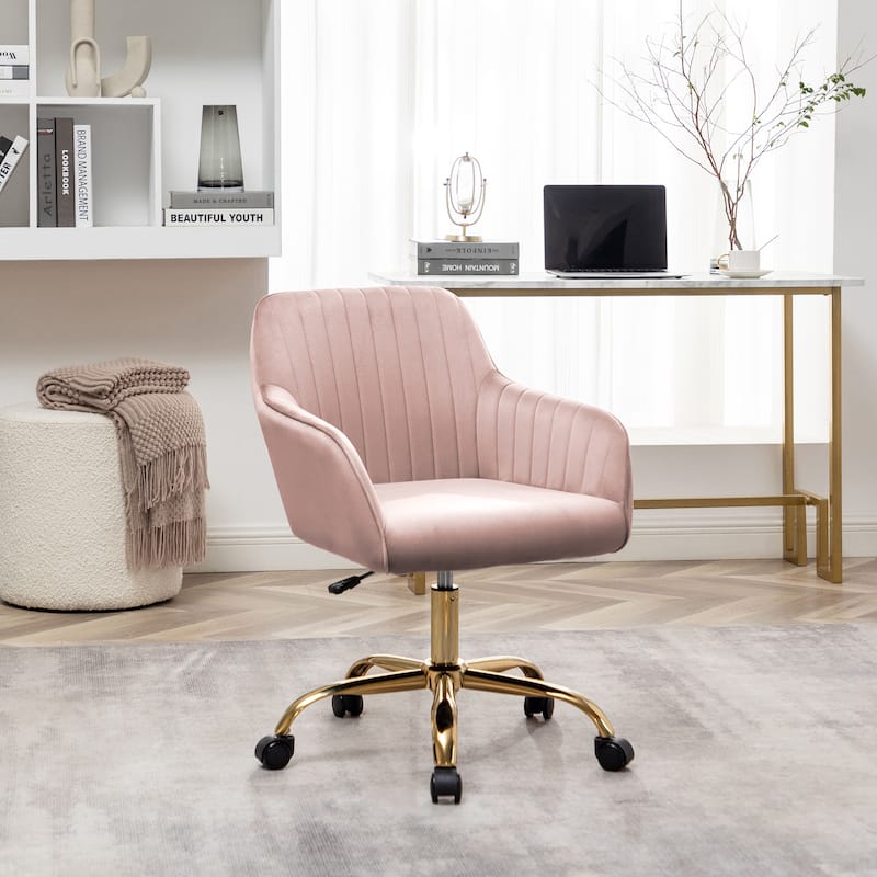 Porthos Home Belen Adjustable Office Chair, Velvet, Gold Metal Legs