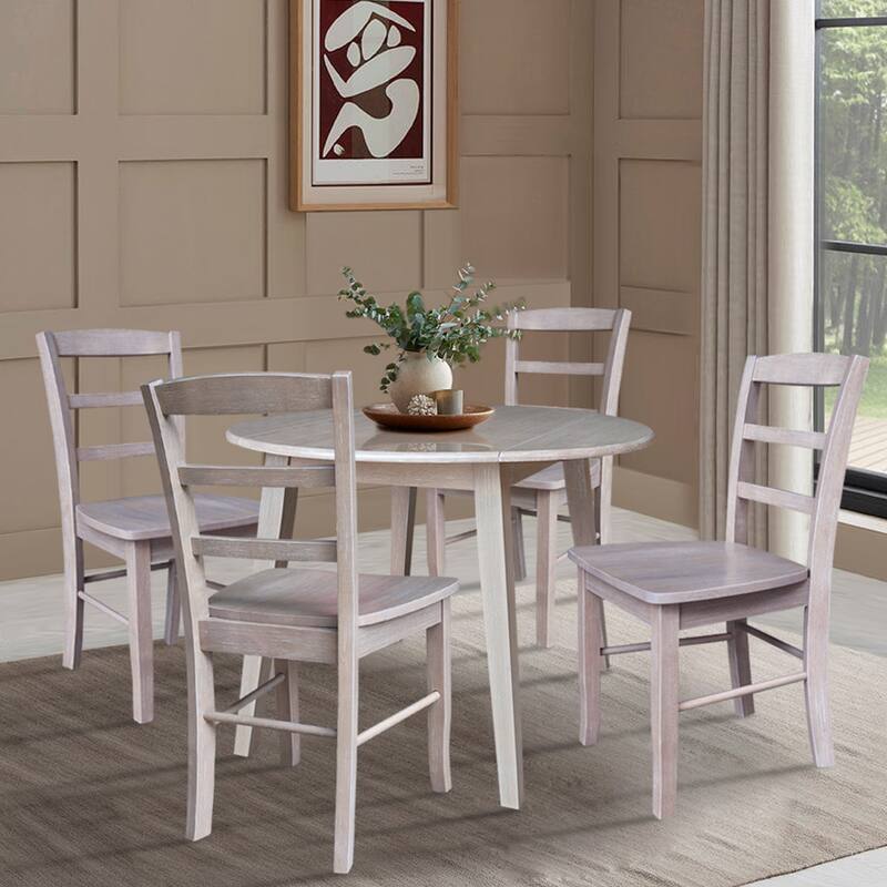 42" Round Dual Drop Leaf Dining Table with Chairs