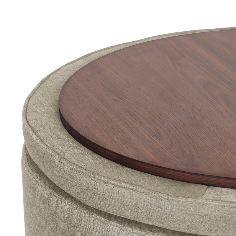 Maypex 32" Tufted Round Storage Cocktail Ottoman