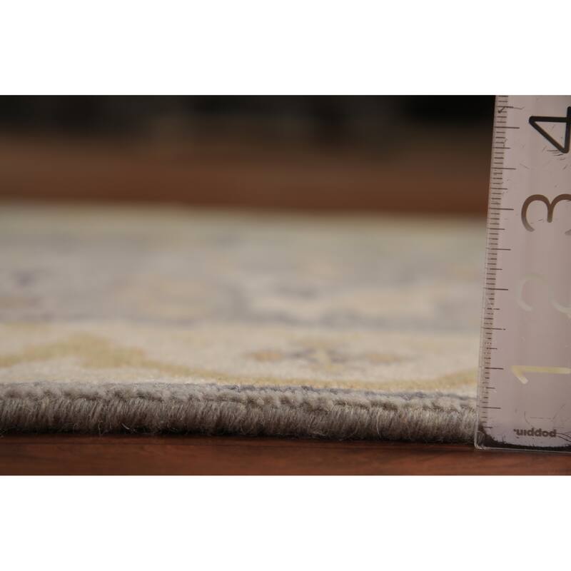 Gray Oushak Indian Runner Rug Hand-Knotted Transitional Wool Carpet - 2'8"x 9'10"
