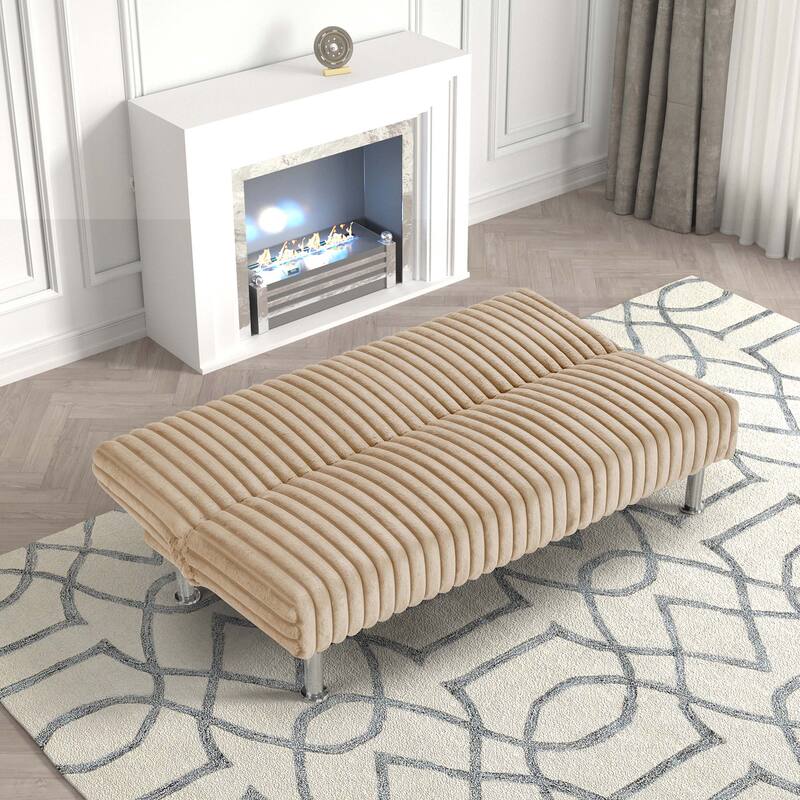 Furniture of America Draper I Modern Chenille Channel Tufted Fabric Futon Sofa Bed